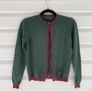 💙Versace Cashmere/Silk Green w/Red Trim Button
Down Cardigan